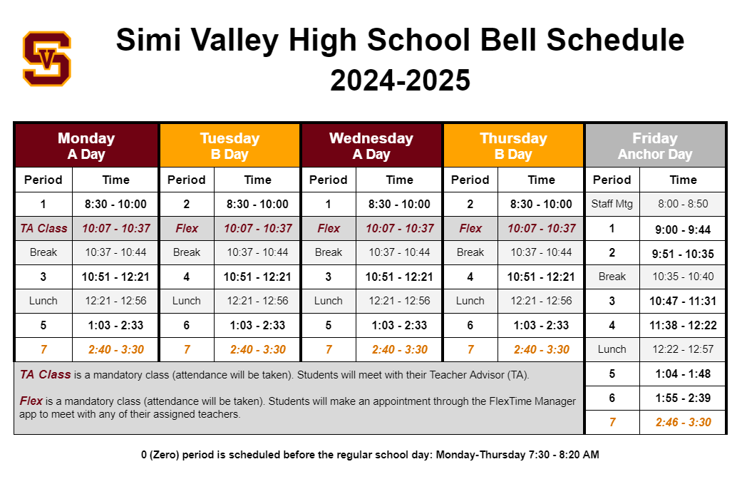 Week 11 School Schedule (10/21 - 10/25)