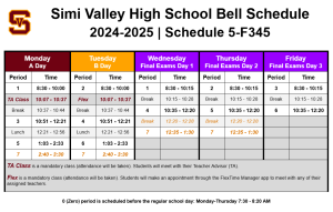 Week 18 School Schedule (12/16 - 12/20)