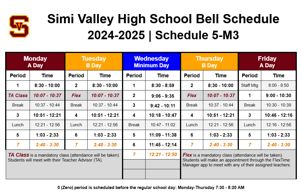 Week 17 School Schedule (12/9 - 12/13)