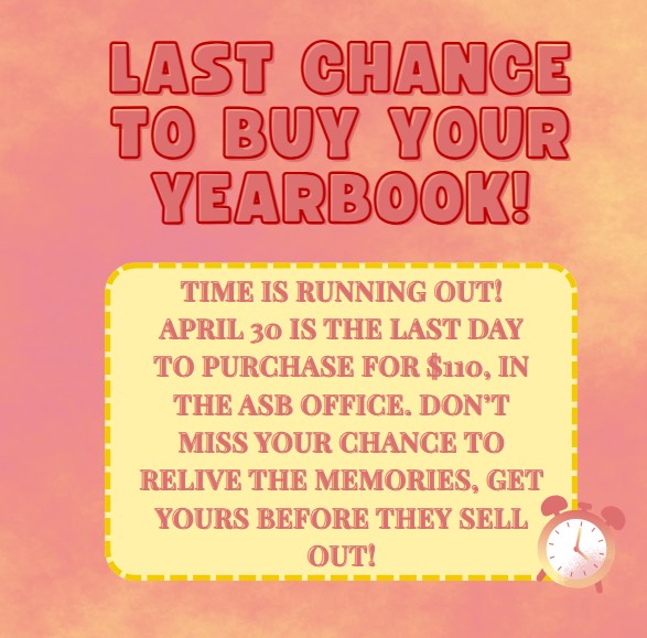 Last Chance to Buy Yearbook