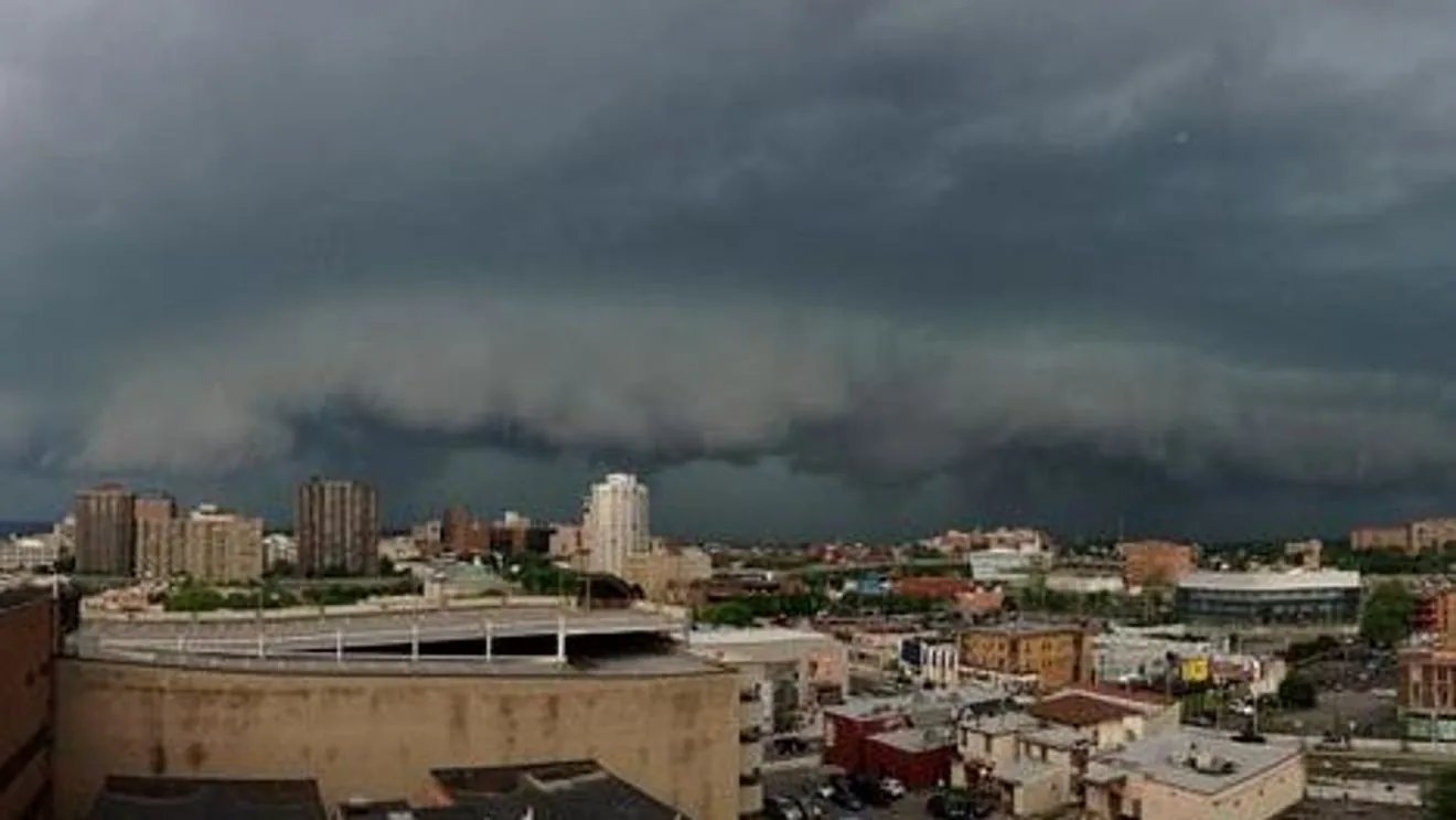 Dark storm clouds build over Central New York during a severe thunderstorm watch