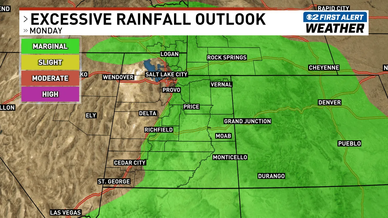More Thunderstorms Possible Across Utah Monday With a Marginal Severe Weather Risk and Flash Flood Danger Continuing in Southern and Central Recreation Areas
