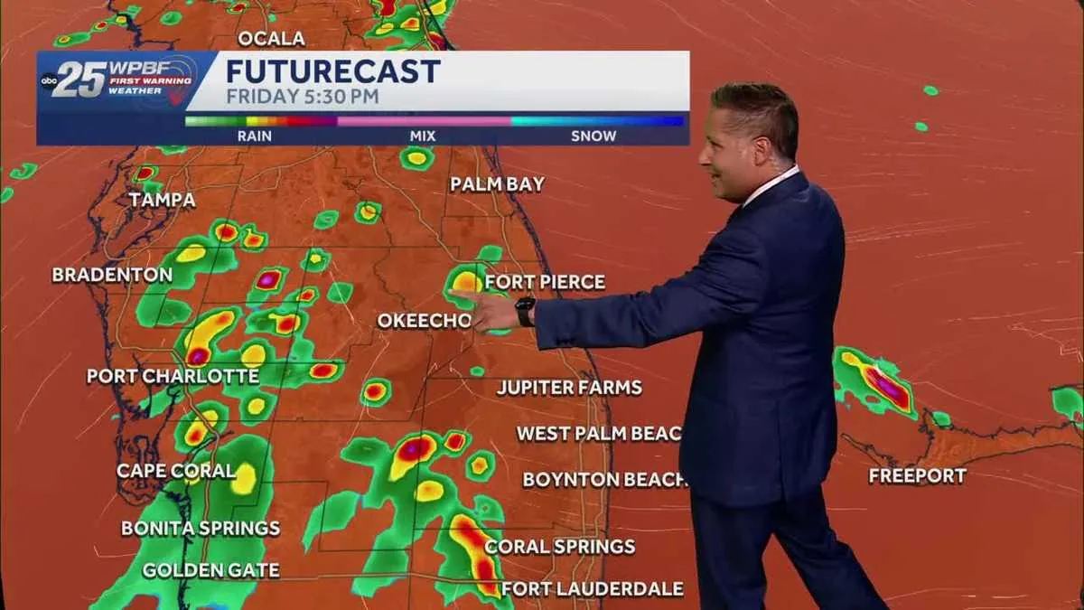 WPBF tracking Tropical Storm Dolly on a weather update screen