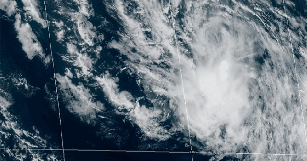 Satellite image of Tropical Storm Dolly over the central Atlantic Ocean