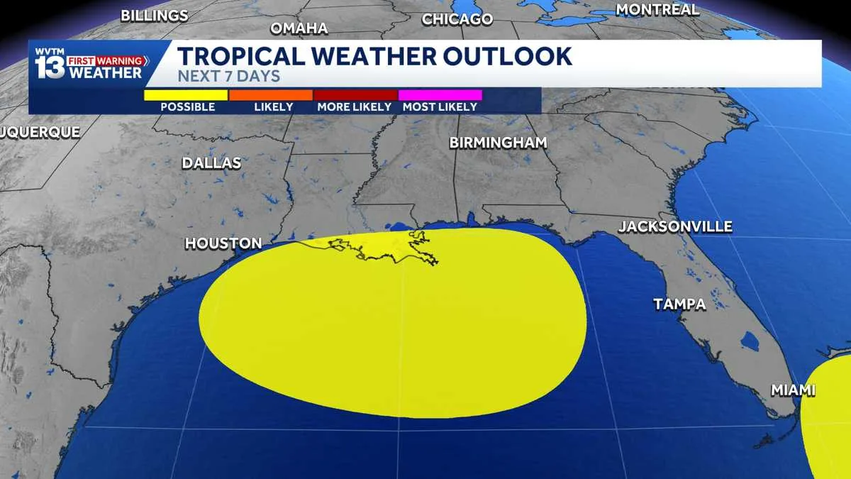 National Hurricane Center Tracks Gulf Disturbance With Low Storm Odds This Weekend as Development Could Still Bring Coastal Rain and Gusty Weather to the Northern Gulf