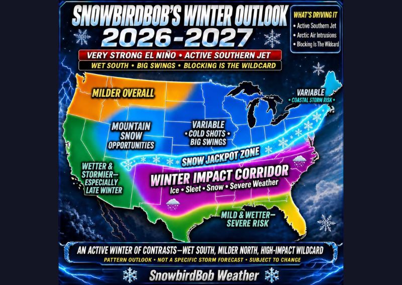 An Active Winter of Contrasts Is Forecast for the Entire US as a Powerful Southern Jet and Arctic Air Battle for Control