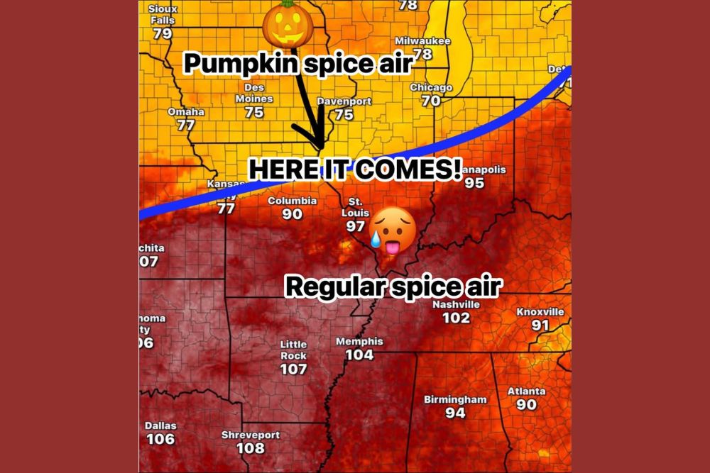 Cold Front Brings Much Cooler and Less Humid Air to Missouri Overnight as St Louis Drops From Near 100 Degree Heat Into the 70s