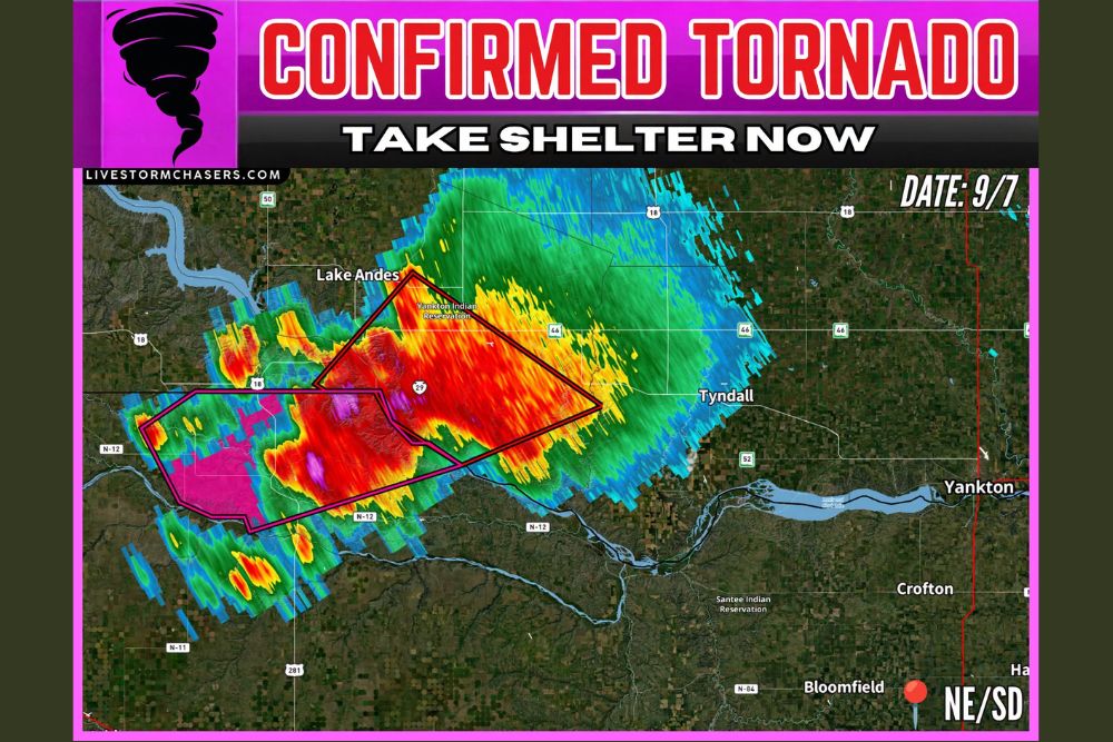 Confirmed Tornado Hits Near Gross Nebraska and Spencer South Dakota Border as Storm Moves Northeast at 25 MPH With Quarter Size Hail Tonight