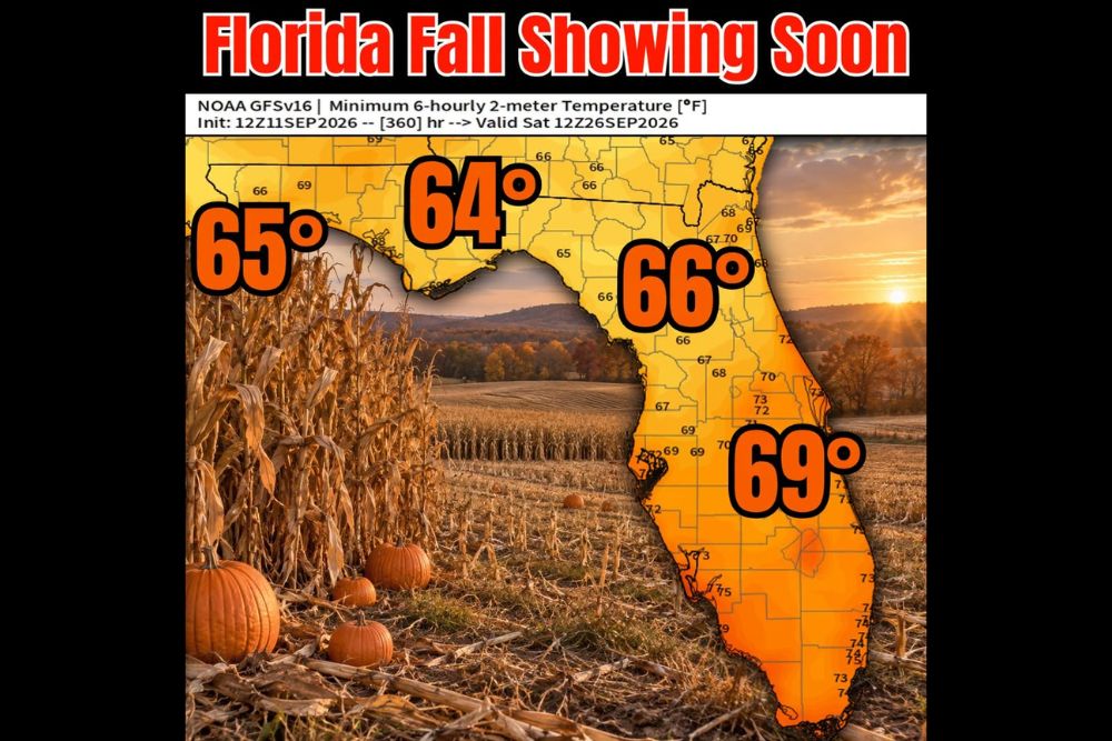 Cooler 60s Trending for Florida in Two Weeks as GFS and Euro Models Both Hint at First Fall Like Nights Before October