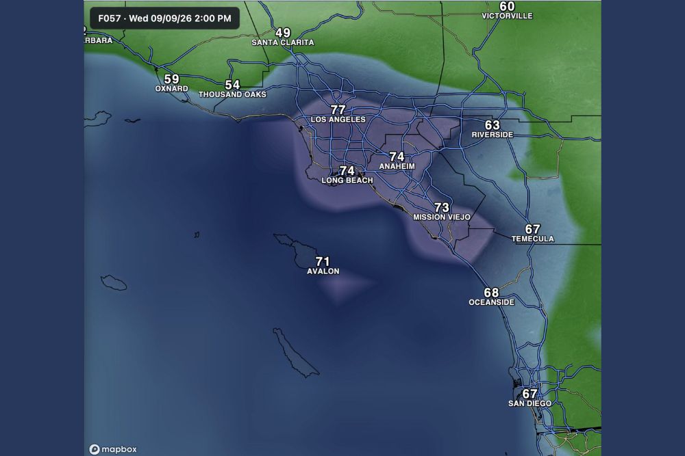 Dangerously High Dew Points Forecast to Soak Los Angeles and Orange County Air With Tropical Level Humidity This Coming Wednesday Afternoon Setup