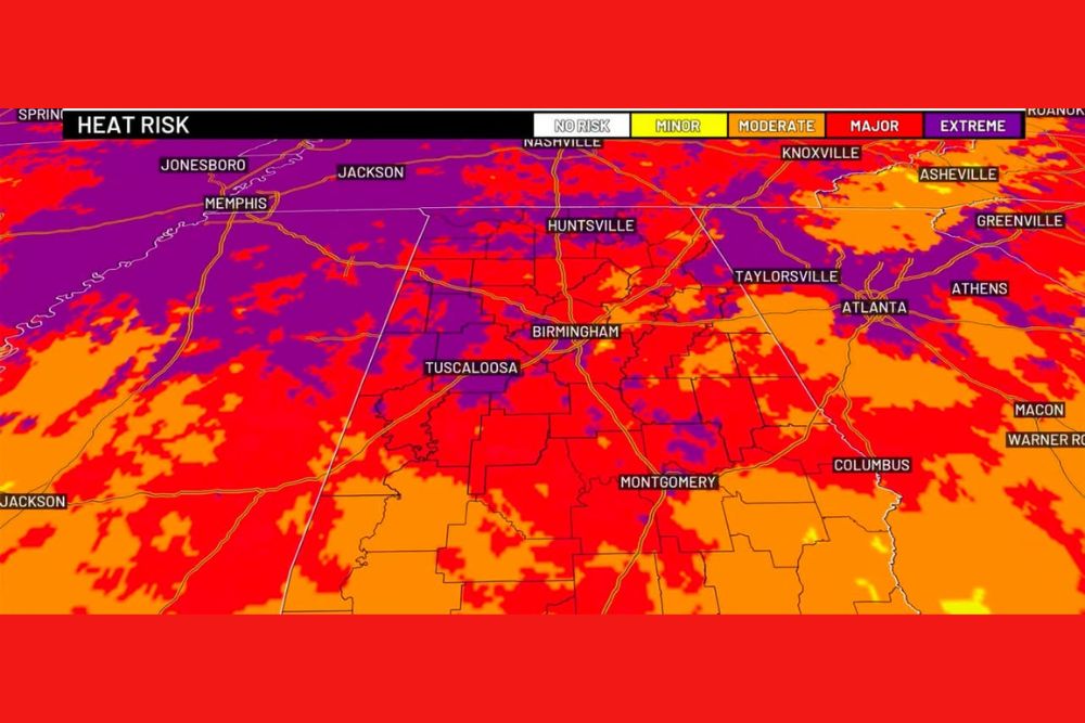 Extreme Heat Risk Grips Alabama as Tuscaloosa Eyes Third Straight Triple-Digit Day Through Labor Day Weekend Football