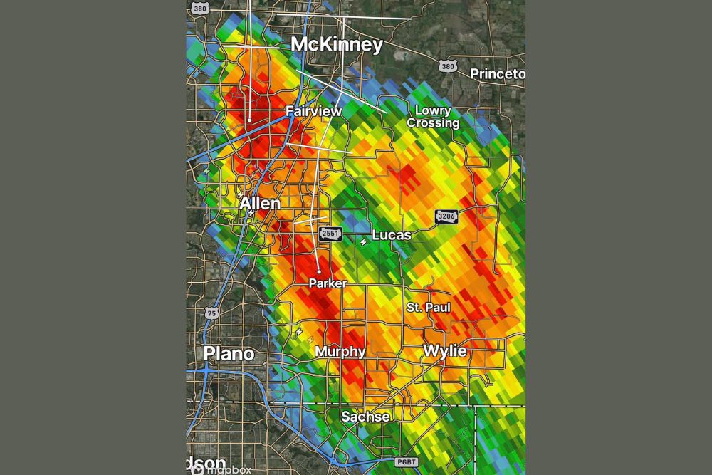 Heavily Overperforming Storm Pours Torrential Rain on Collin County Texas as Soaking Downpours Continue Moving North Toward McKinney