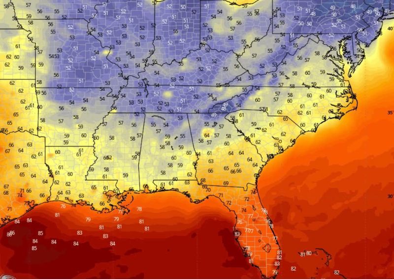 Long Range Models Point to First Fall Cool Down Across the South Next Weekend With Morning Lows in the 50s and Low 60s