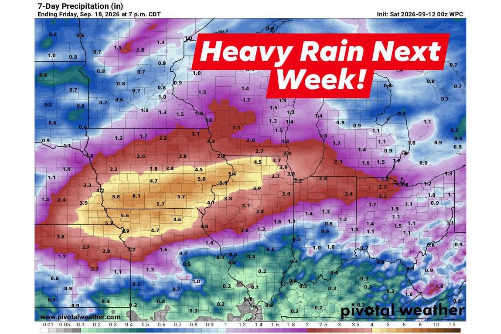 Multiple Rounds of Heavy Rain and Thunderstorms Target Illinois Next Week Focusing on Wednesday as Several Inches Could Fall by Next Weekend