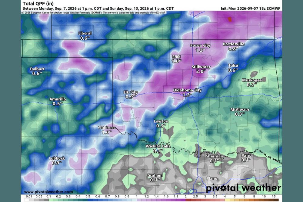 Rain Chances Return to Oklahoma and Texas Panhandle This Week as Two Rounds of Showers Target Stillwater and Oklahoma City Through Next Tuesday