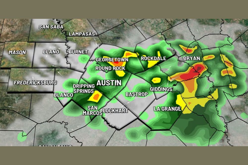 Rising Rain Chances Bring Sunday Morning Showers and Possible Afternoon Thunderstorms Across Central Texas Near Austin and Bryan