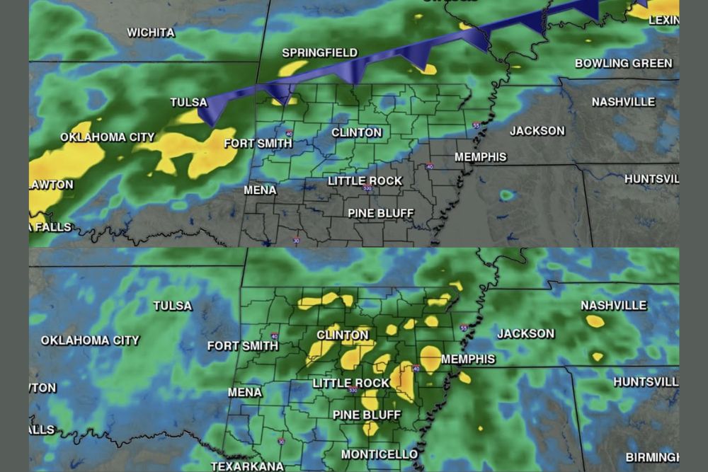 Scattered Rain Chances Return to Arkansas This Thursday Into Friday as Highs Reach the Low 90s Before Cooler Air Eases In This Weekend