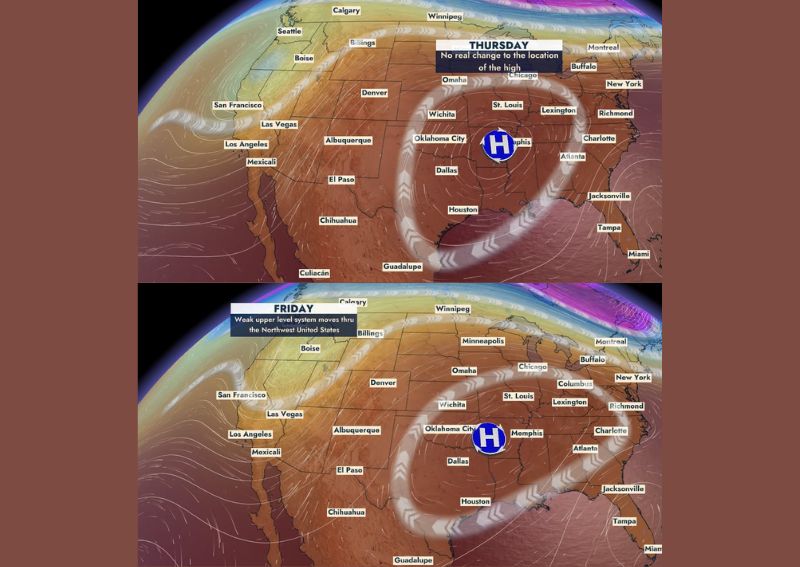 Stubborn Heat Ridge Keeps Kentucky Warm Thursday Into Friday as a Weak Northwest System Fails to Break the Pattern